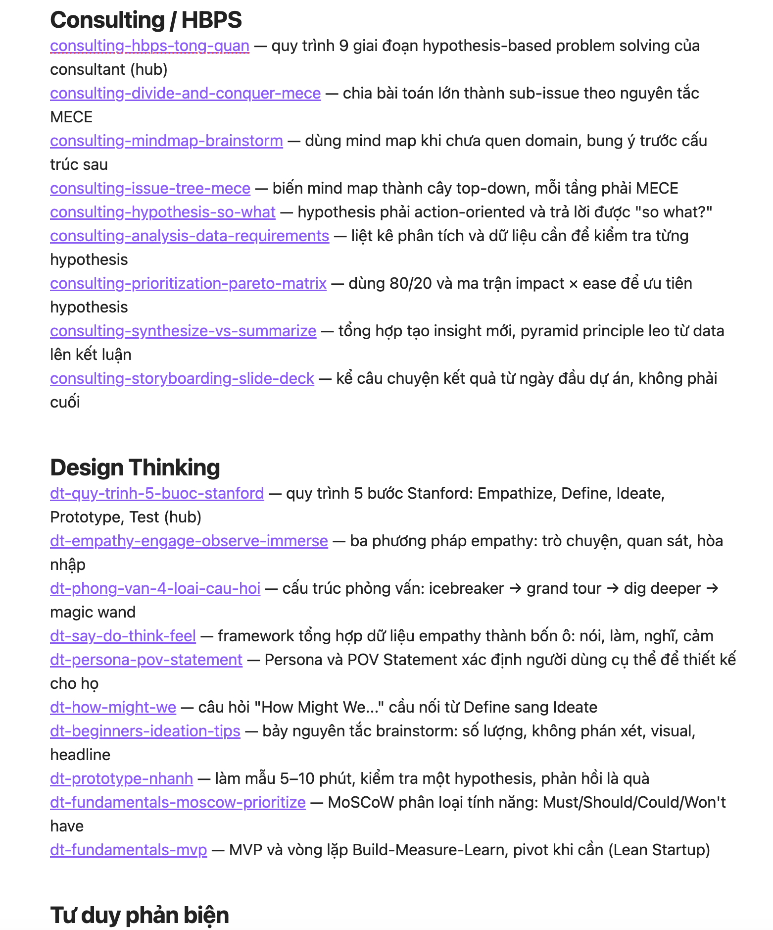 Preview mục lục Design Thinking